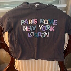 kidpik Gray Short Sleeve Tee with Colorful City Names